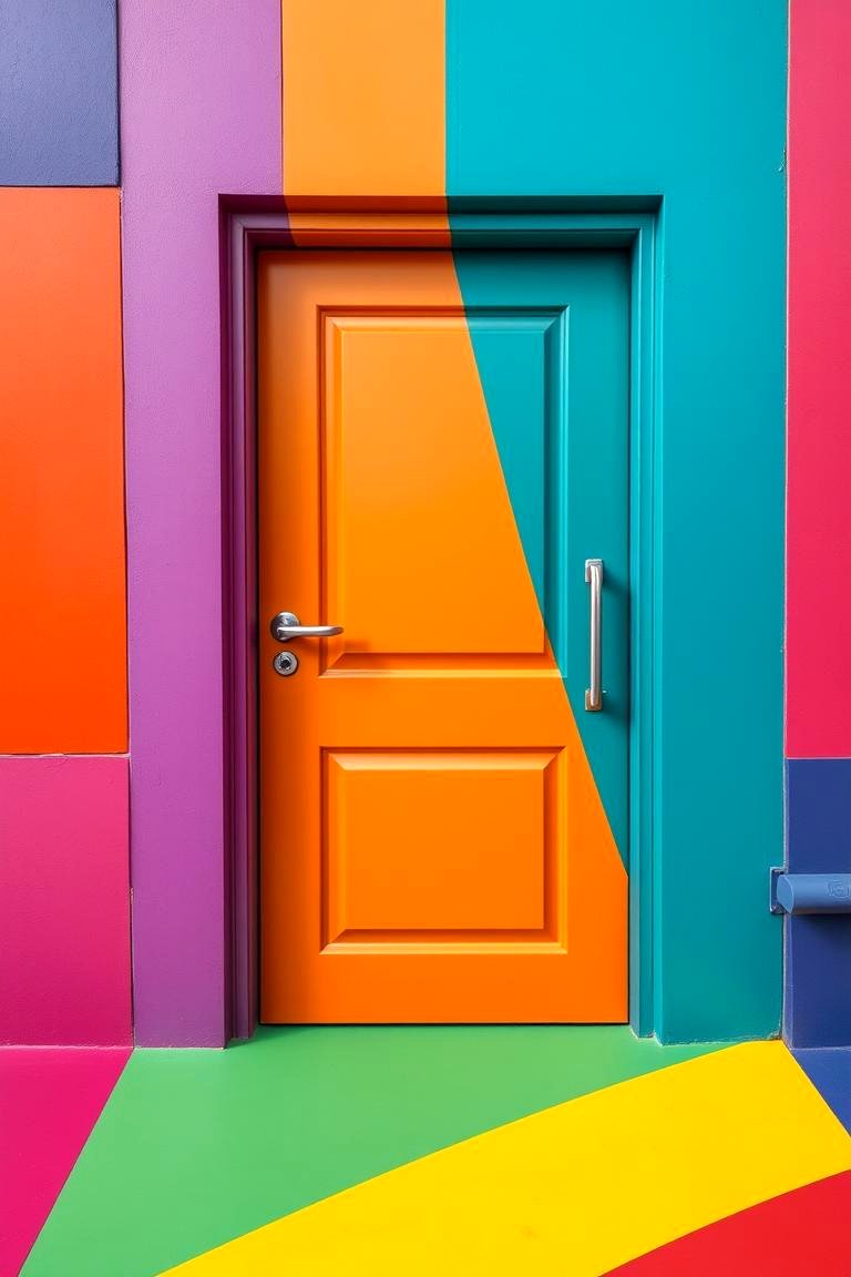 Bold Color Block Door Painting - 24 Door Painting Ideas
