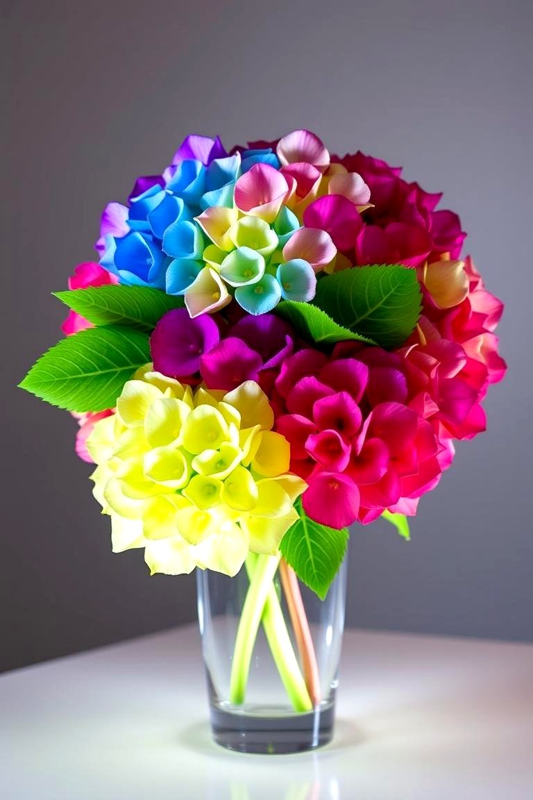 Bold Color Block Hydrangea Design - 24 Hydrangea Centerpiece Ideas