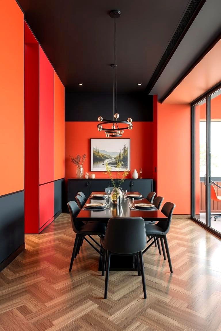 Bold Color Block Panels - 24 Dining Room Wall Paneling Ideas