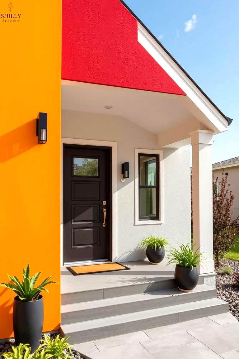 Bold Color Blocking Accents - 24 Large Front Porch Ideas