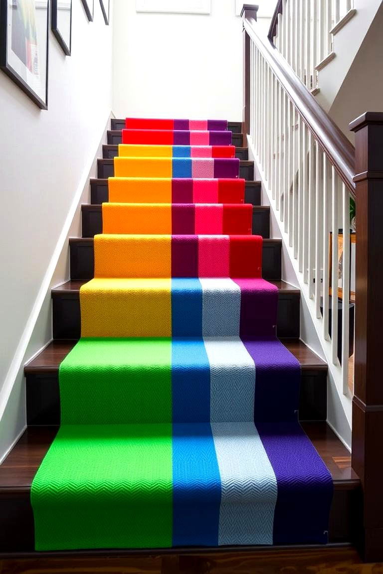 Bold Color Blocking Runner - 24 Stair Runner Ideas