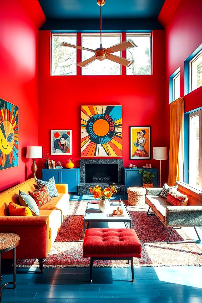 Bold Color Explosion - 24 Maximalist Living Room Design Ideas