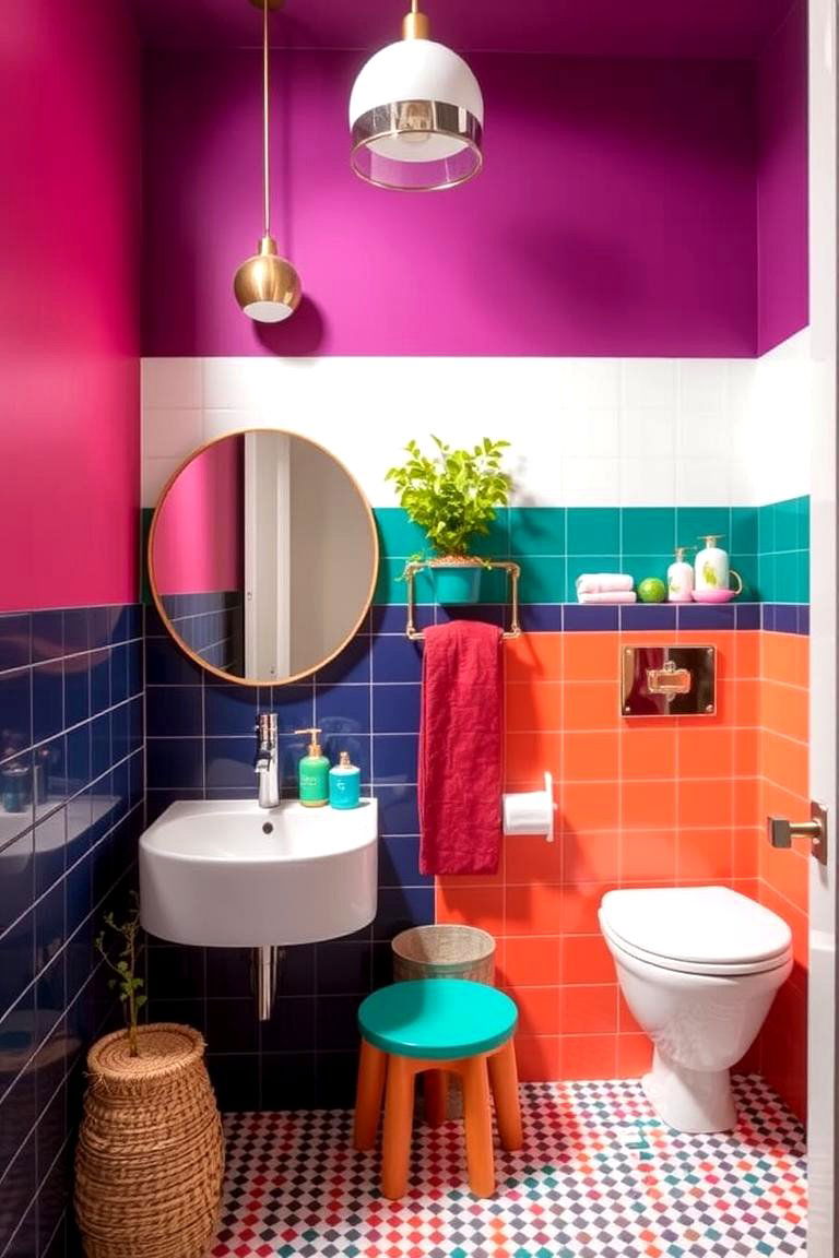 Bold Color Palette - 24 Ensuite Bathroom Ideas