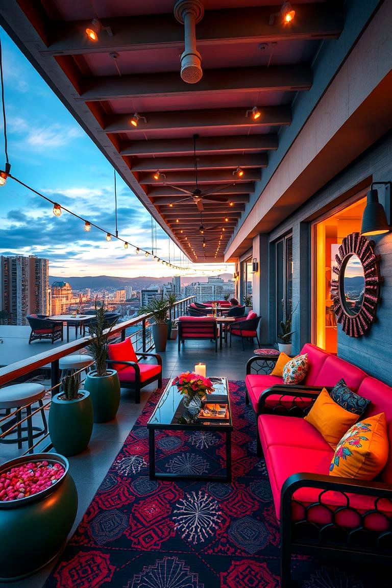 Bold Color Pop Balcony - 24 Large Balcony Ideas