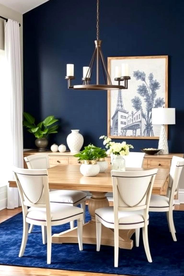 Bold Color Scheme with Accents - 24 Modern Farmhouse Dining Room Ideas