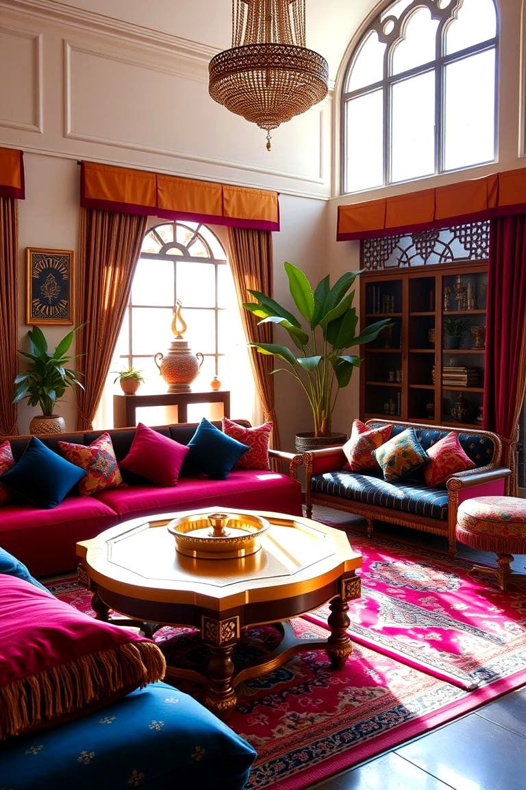 Bold Color Schemes with Jewel Tones - 24 Moroccan Living Room Ideas