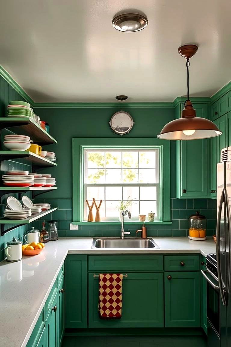 Bold Color Schemes with Vintage Accents - 24 Eclectic Kitchen Ideas