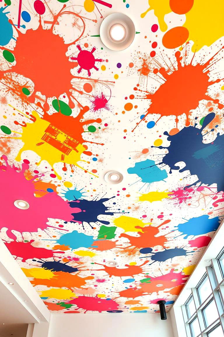 Bold Color Splashes - 24 Ceiling Wallpaper Ideas