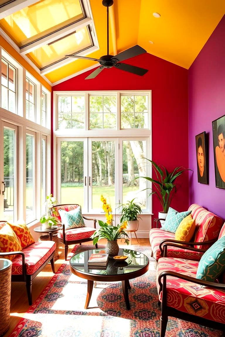 Bold Color Statement - 24 Mid-century Modern Sunroom Ideas