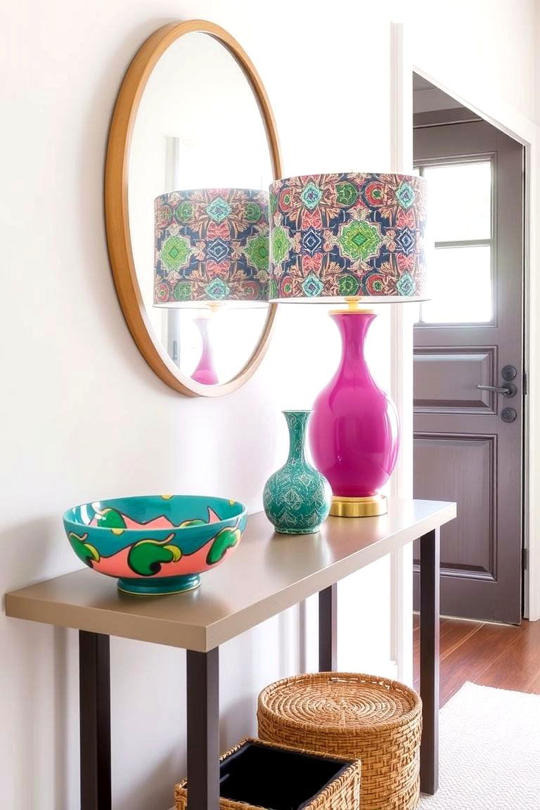 Bold Colored Accessories - 24 entryway table decor ideas