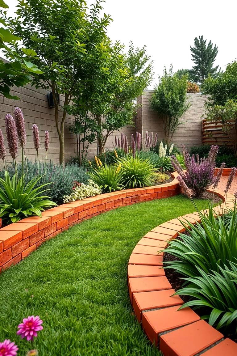 Bold Colored Brick Edging - 24 Brick Edging Ideas