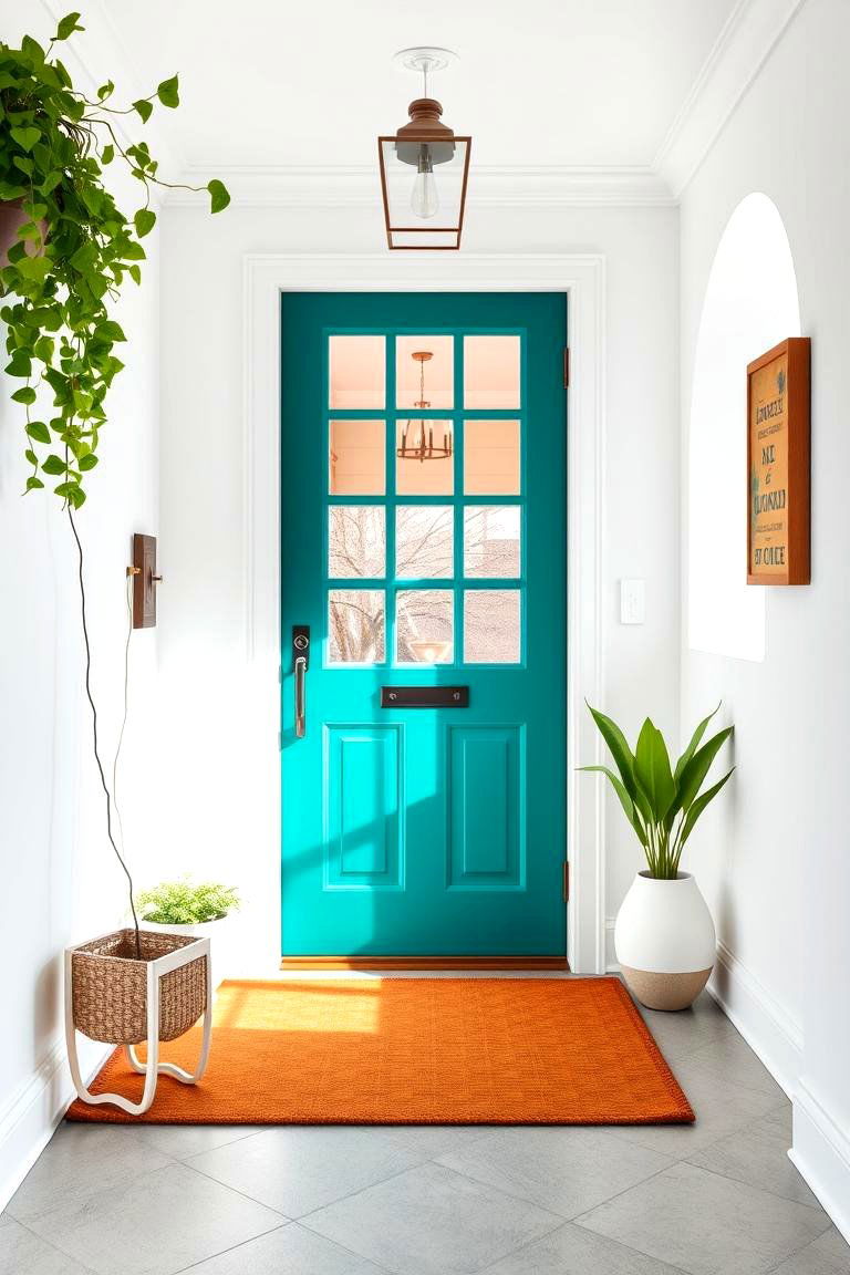 Bold Colored Door to Create a Statement - 24 Modern Entryway Ideas
