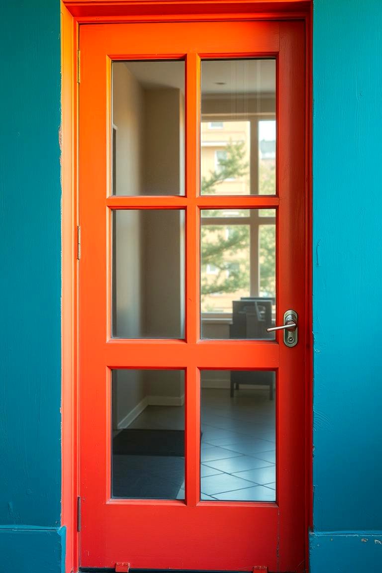 Bold Colored Framed Glass Door - 24 Glass Front Doors Ideas