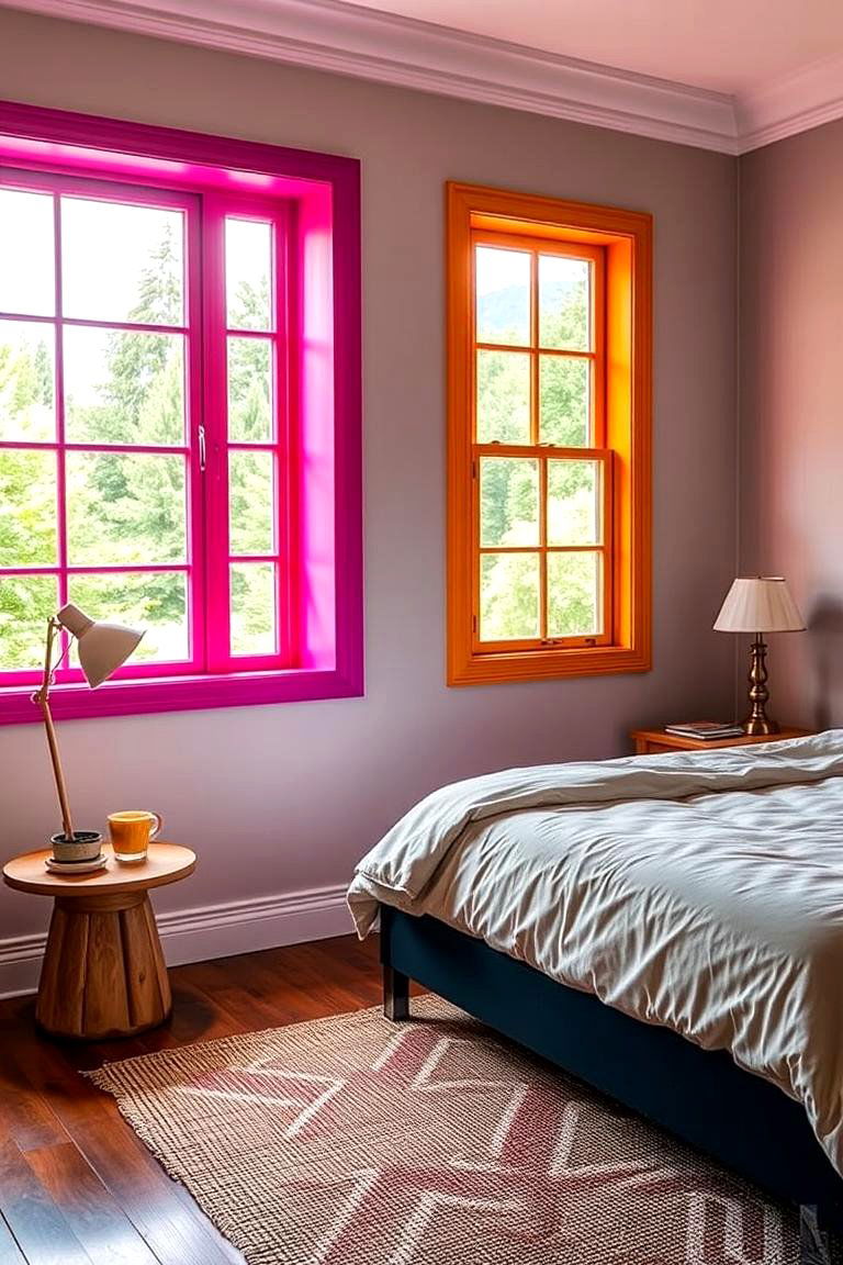 Bold Colored Frames - 24 Bedroom Window Ideas