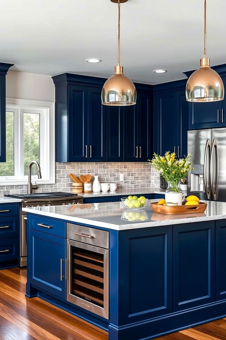 Bold Colored Peninsula - 24 Kitchen Peninsula Ideas