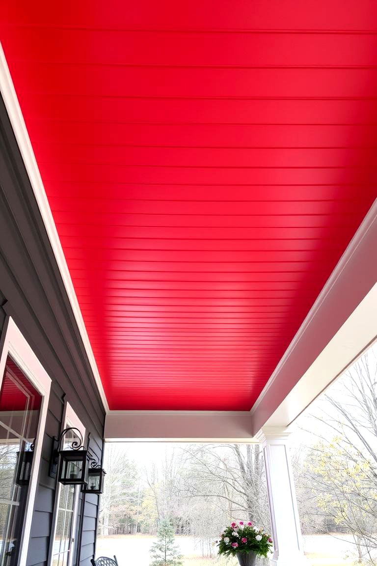 Bold Colored Vinyl Ceiling - 24 Vinyl Porch Ceiling Ideas