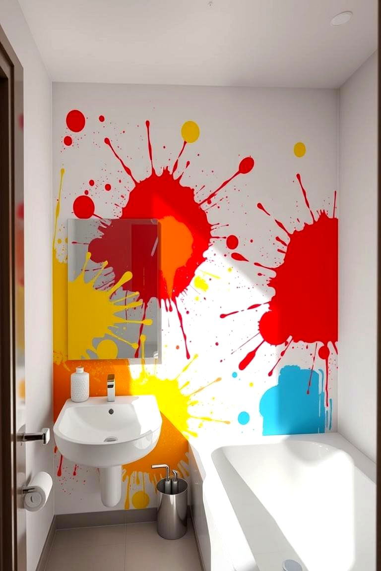 Bold Colorful Prints for Energetic Vibes - 24 Bathroom Art Ideas