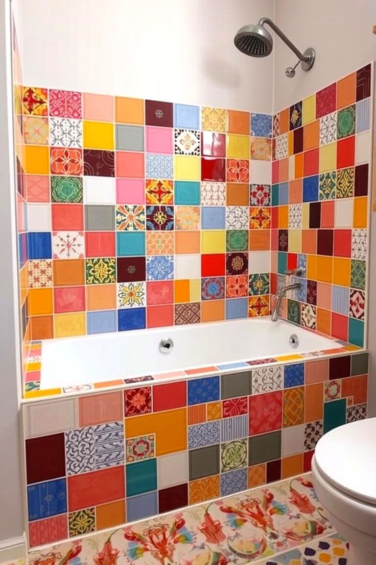 Bold Colorful Tile Surround - 24 Bathtub Surround Ideas