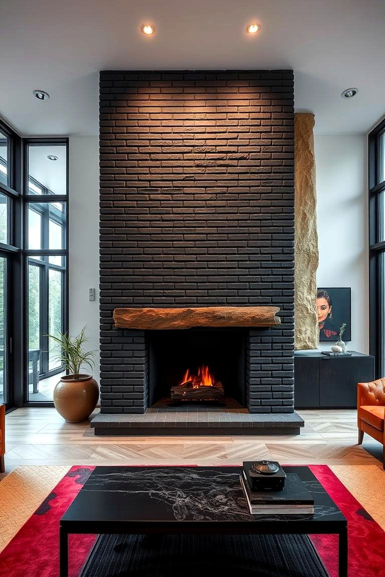 Bold Contemporary Fusion - 24 Black Brick Fireplace Ideas