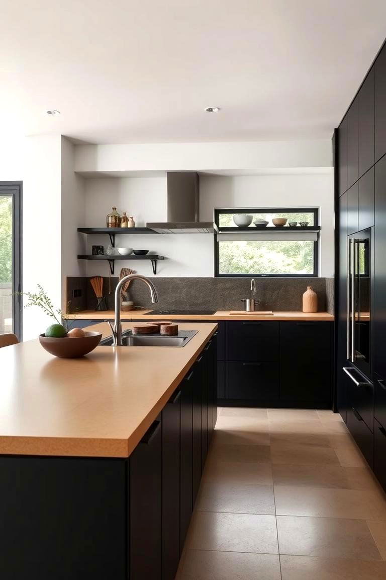 Bold Contrast Accents - 24 black and beige kitchen ideas
