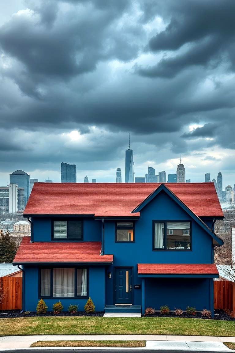 Bold Contrast Appeal - 24 blue exterior home with a brown roof ideas