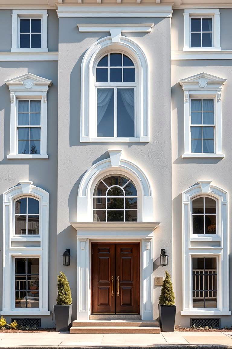 Bold Contrast Detailing - 24 Light Grey House With White Trim Design Ideas