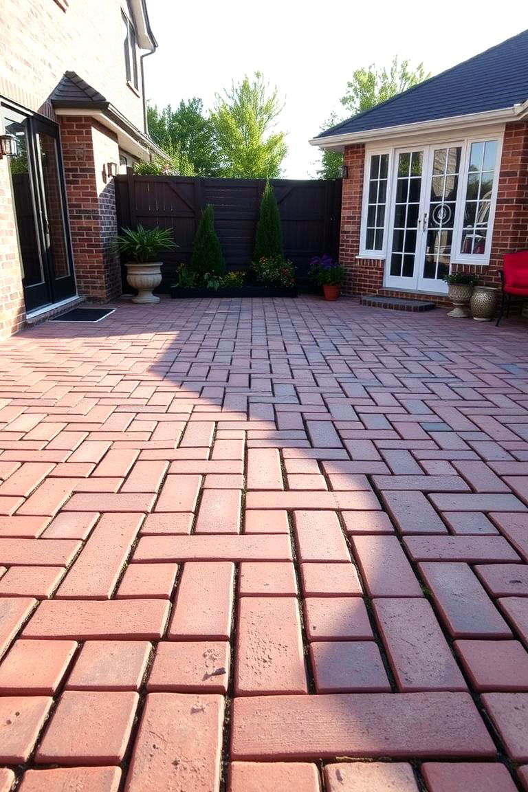 Bold Contrast Herringbone Pattern - 24 herringbone brick patio designs