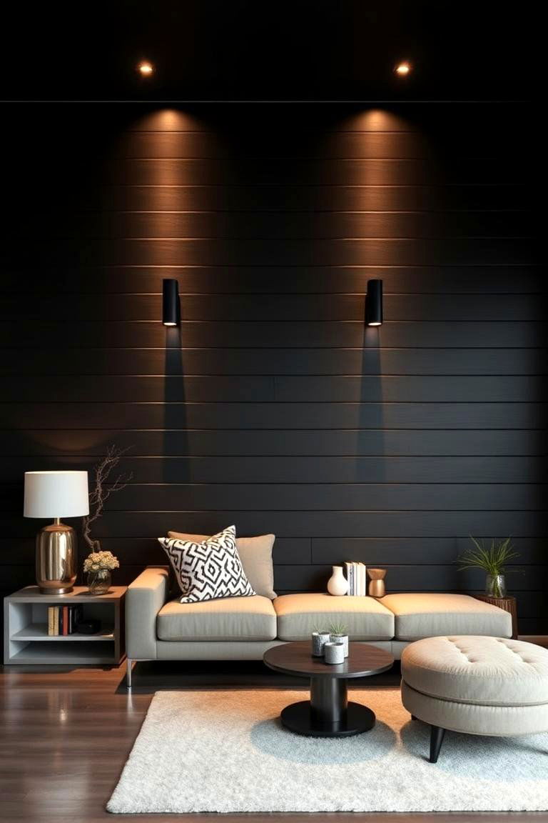 Bold Contrast Shiplap Feature Wall - 24 Black Shiplap Wall Ideas