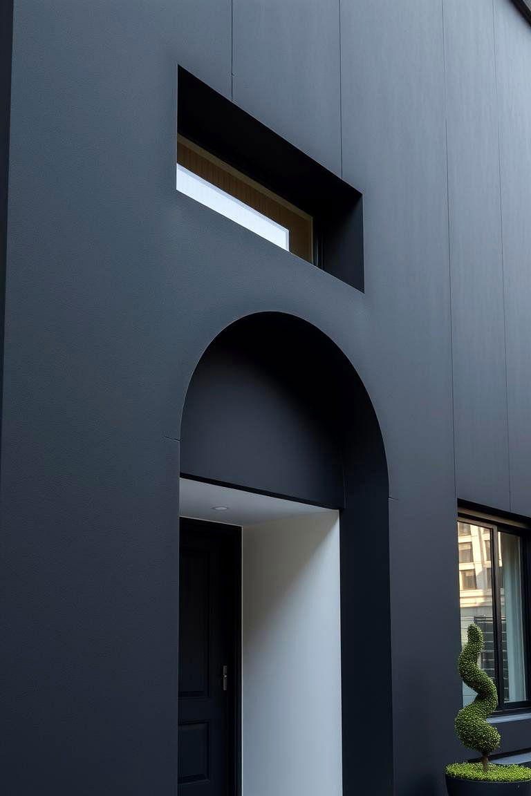 Bold Contrast with Clean Lines - 24 Black Stucco House Ideas