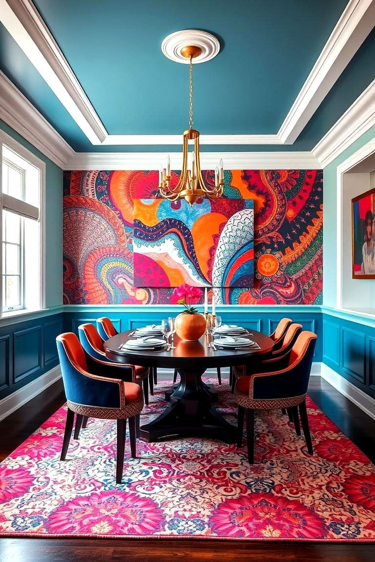 Bold Contrasting Colors - 24 Dining Room Wainscoting Ideas