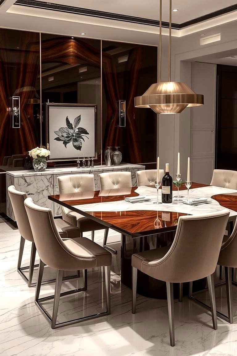 Bold Contrasting Materials - 24 Art Deco Dining Room Ideas