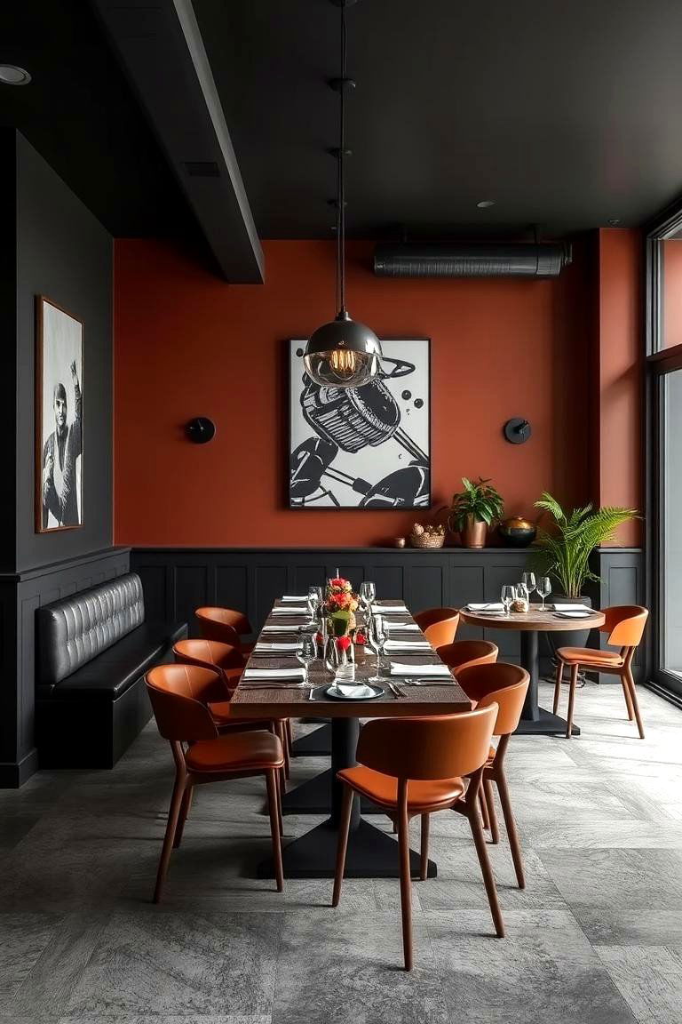 Bold Contrasting Palette - 24 Industrial Dining Room Ideas