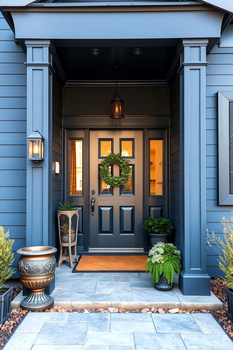 Bold Curb Appeal Enhancer - 24 Dark Blue House With Black Trim