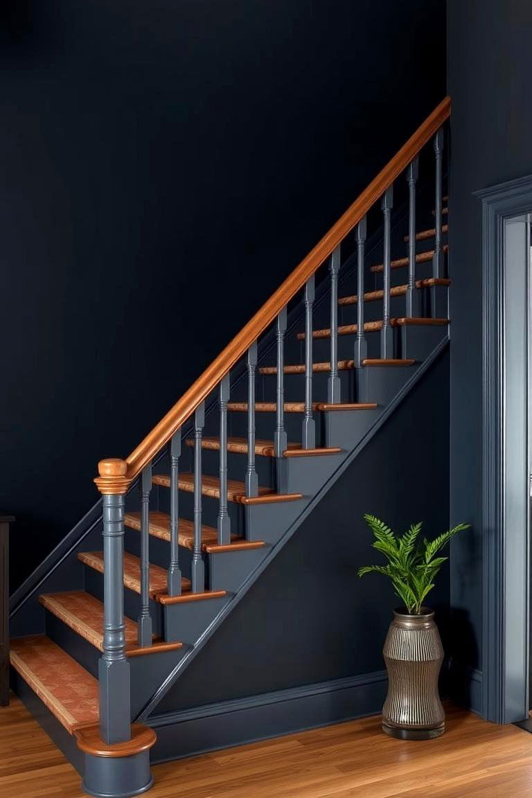 Bold Dark Colors for a Dramatic Effect - 24 Staircase Wall Ideas