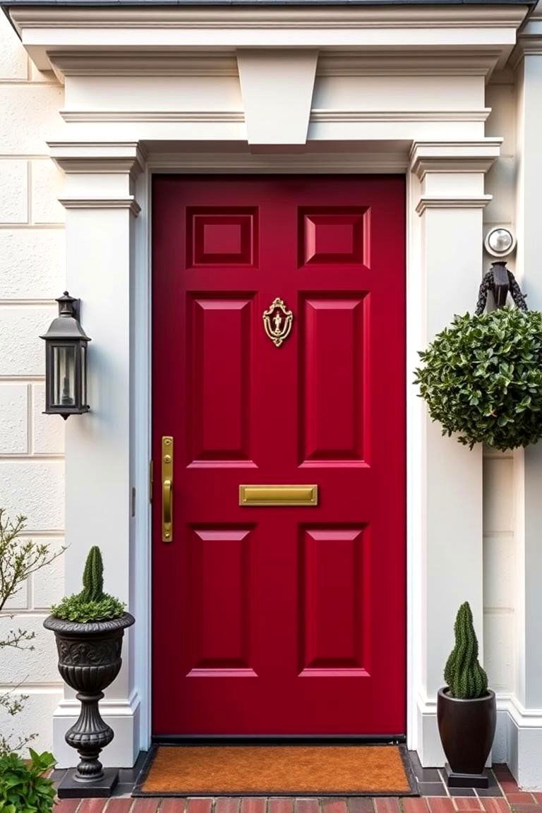Bold Dark Red Front Door - 24 Dark Red House Exterior Ideas