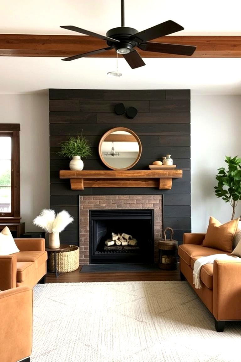 Bold Dark Shiplap - 24 Fireplace Accent Wall Ideas