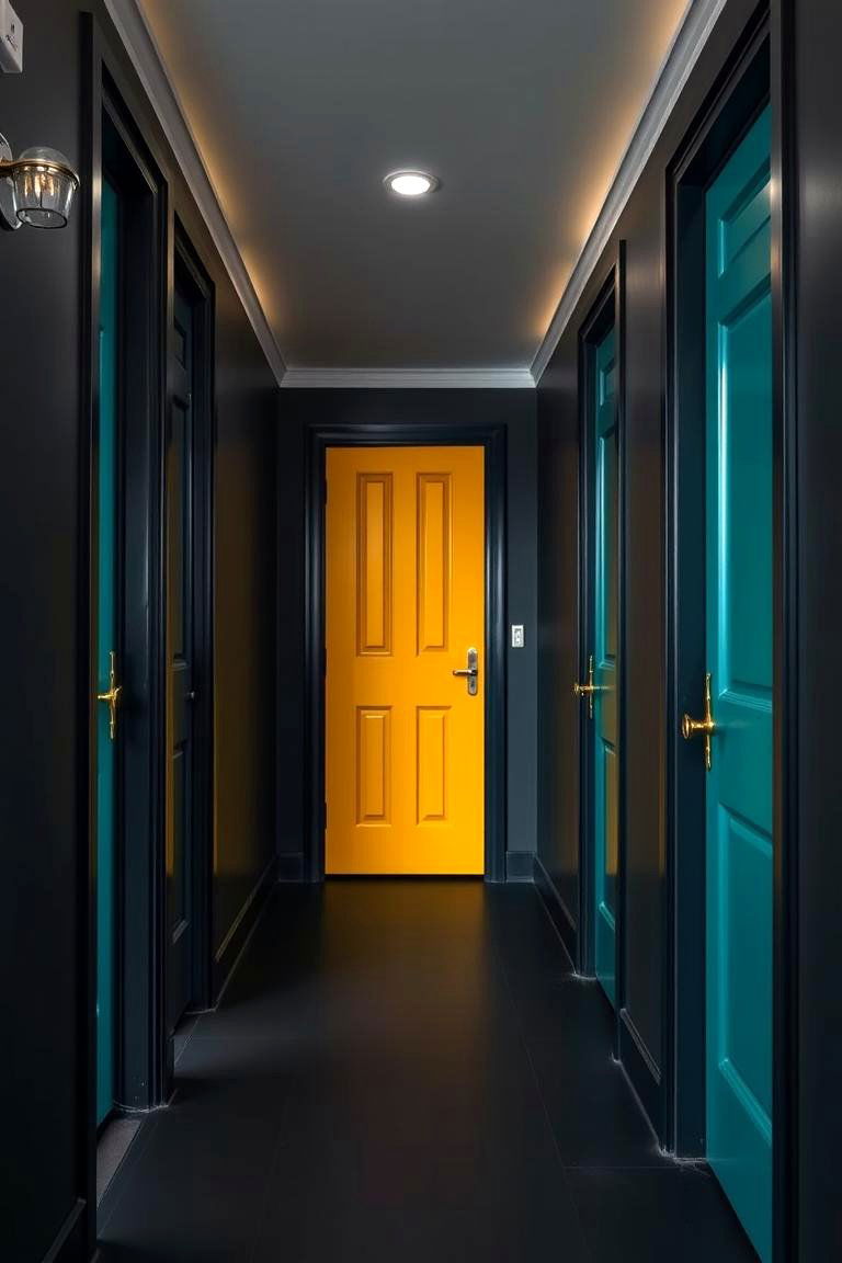 Bold Door Accents - 24 Dark Hallway Ideas