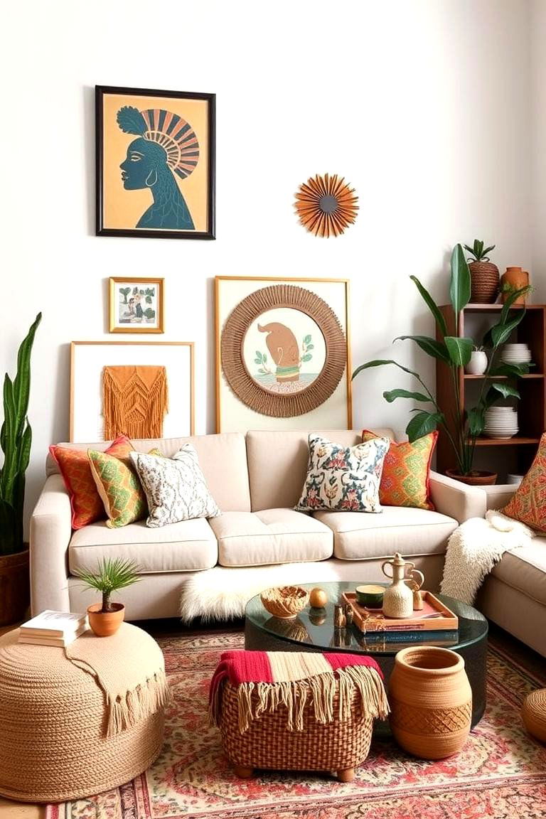 Bold Eclectic Boho Accessories - 24 Boho Living Room Ideas