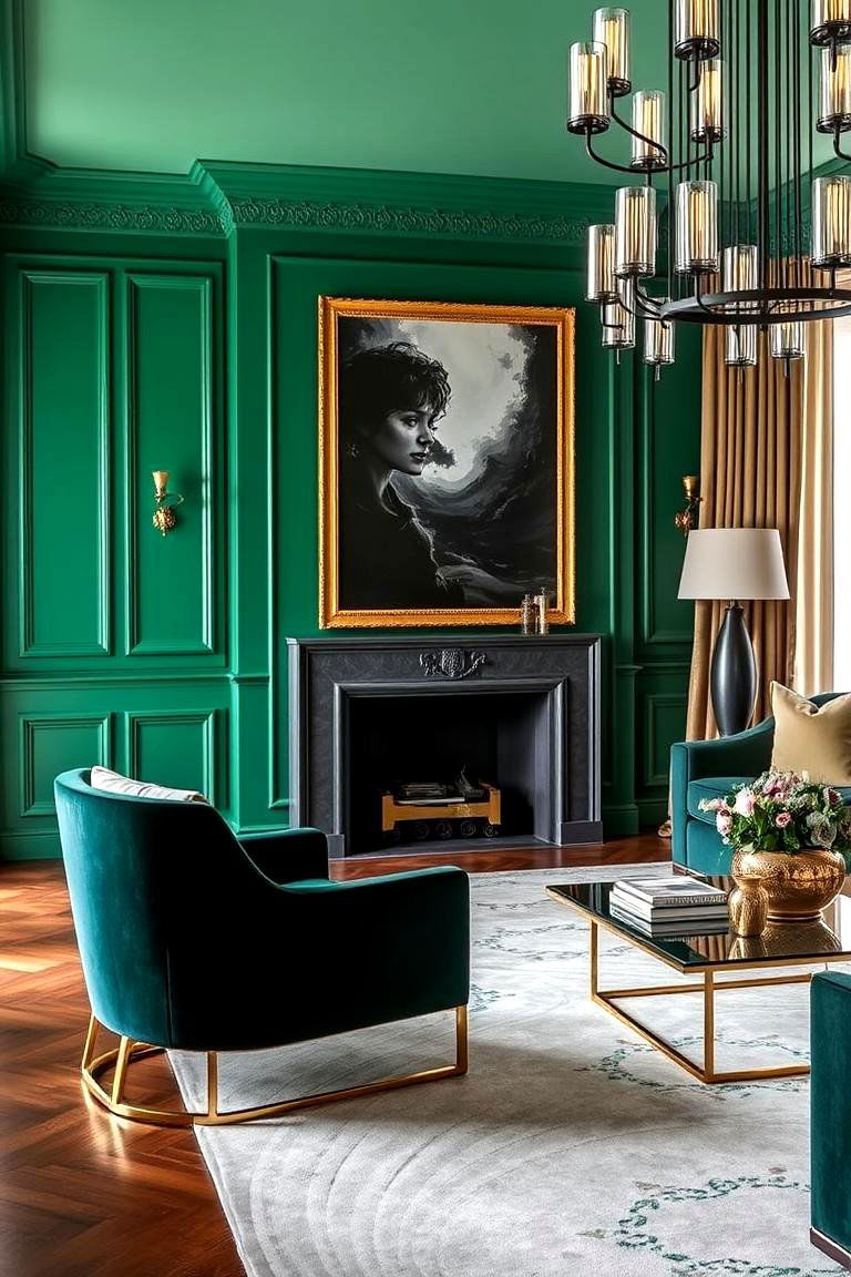 Bold Emerald Green - 24 Living Room Paint Colors