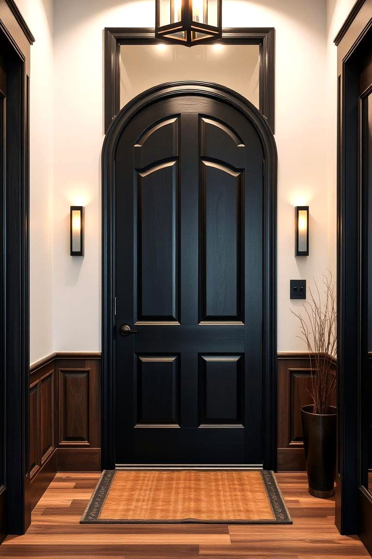 Bold Entryway Design - 24 Black House With Wood Accents