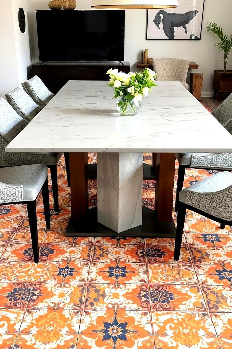 Bold Floor Patterns - 24 Eclectic Dining Room Ideas