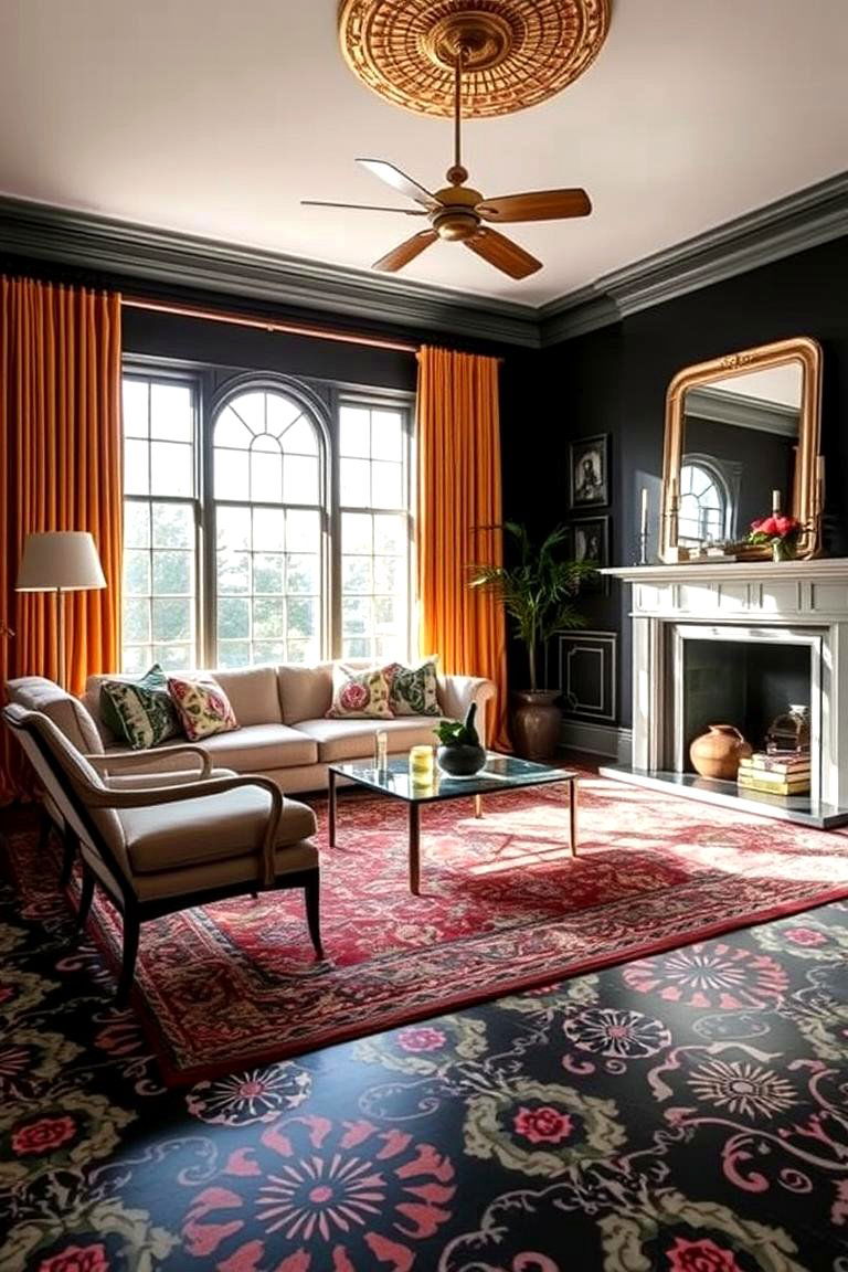 Bold Floor Treatments - 24 Maximalist Living Room Design Ideas
