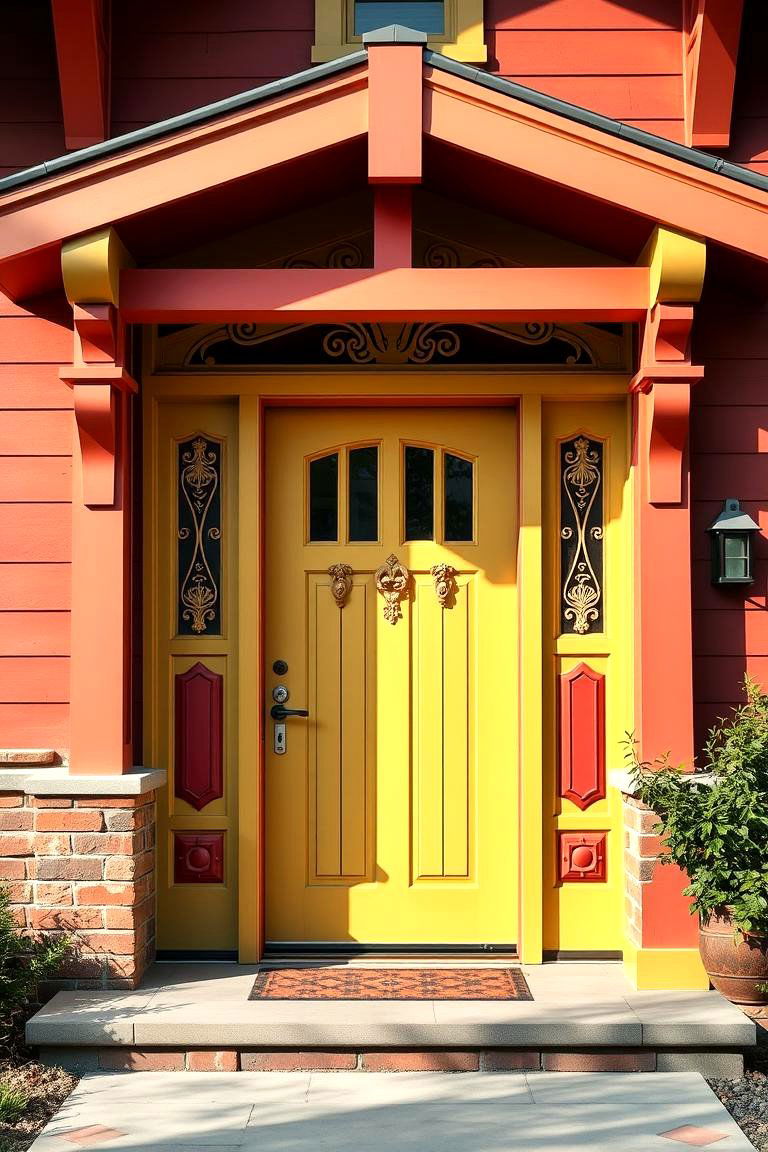 Bold Front Door Statement - 24 Craftsman Style House Exterior Ideas