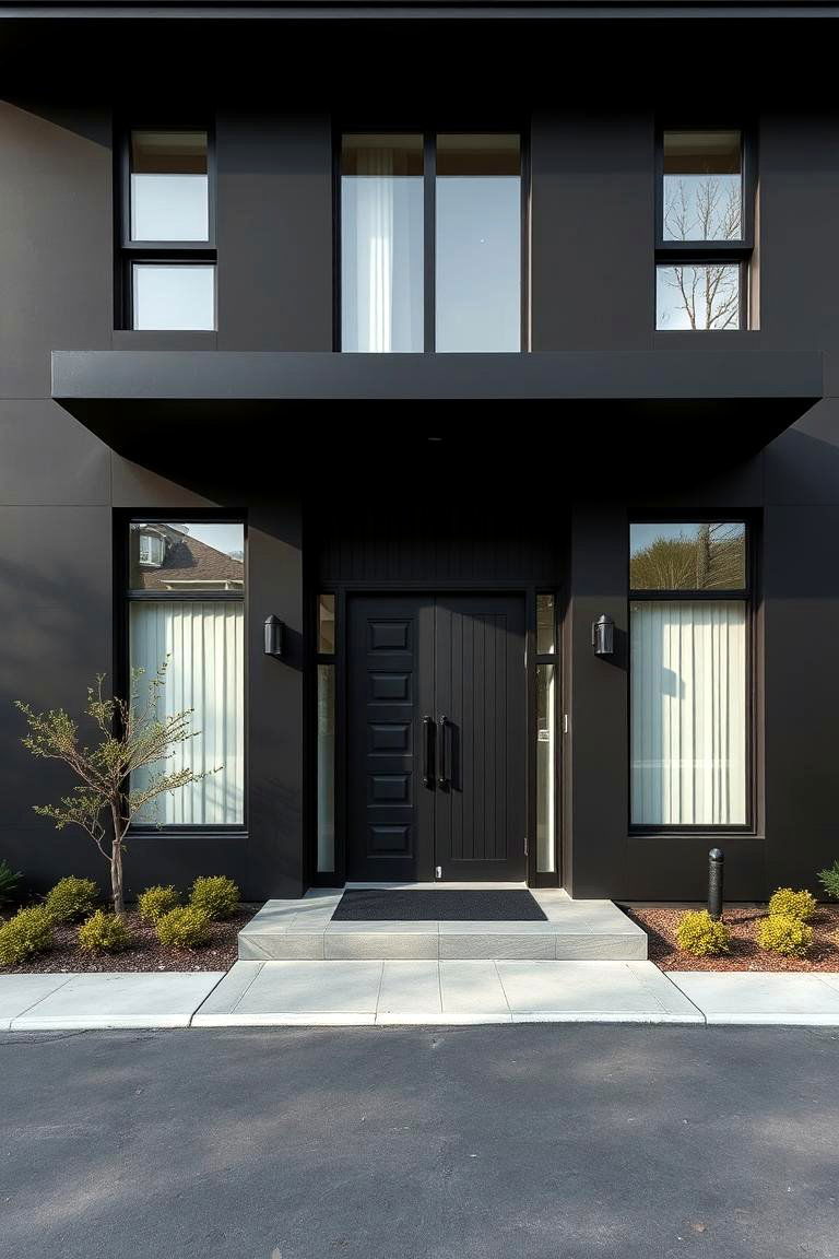 Bold Frontage and Modern Appeal - 24 Black Stucco House Ideas