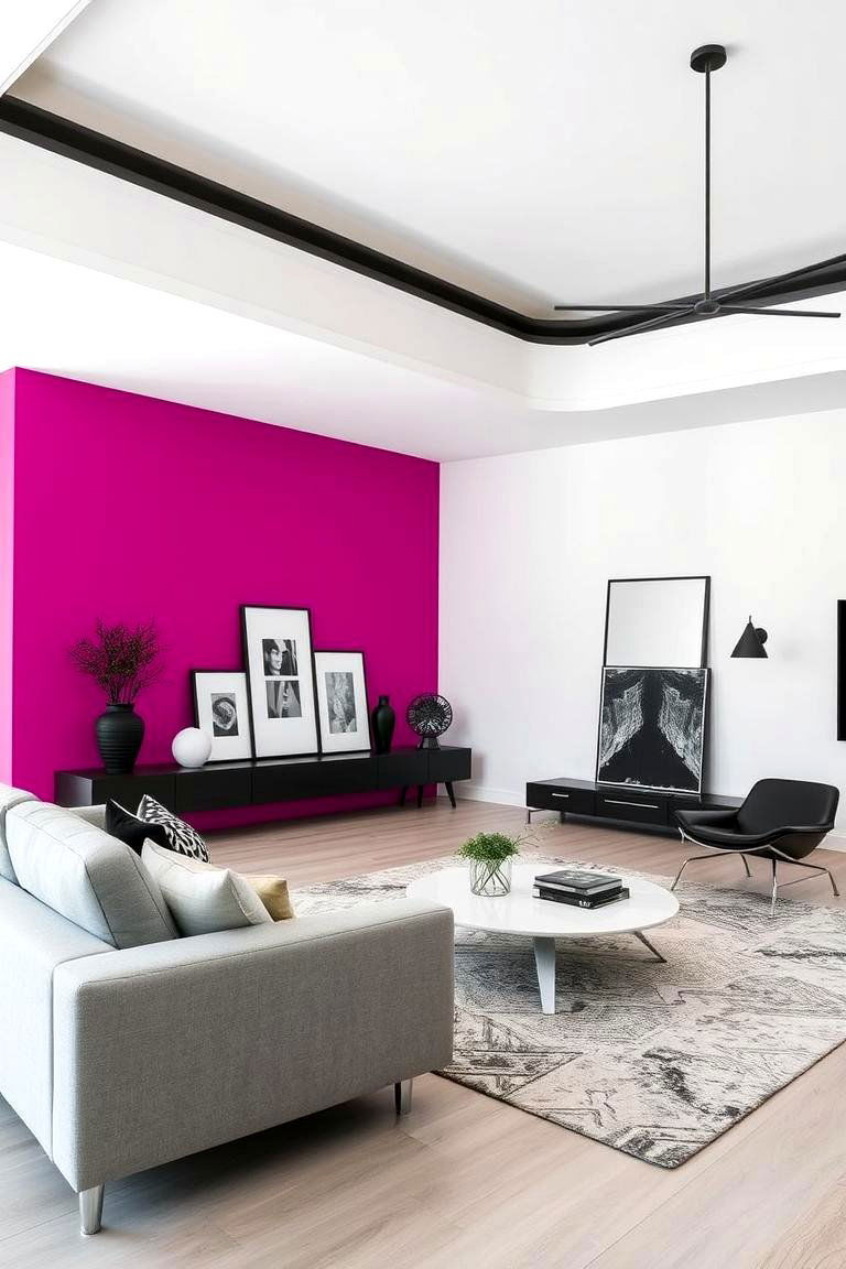 Bold Fuchsia Accents - 24 Pink Living Room Ideas