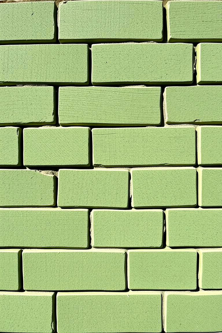 Bold Geometric Brick Patterns - 24 Sage Green Painted Brick House Ideas