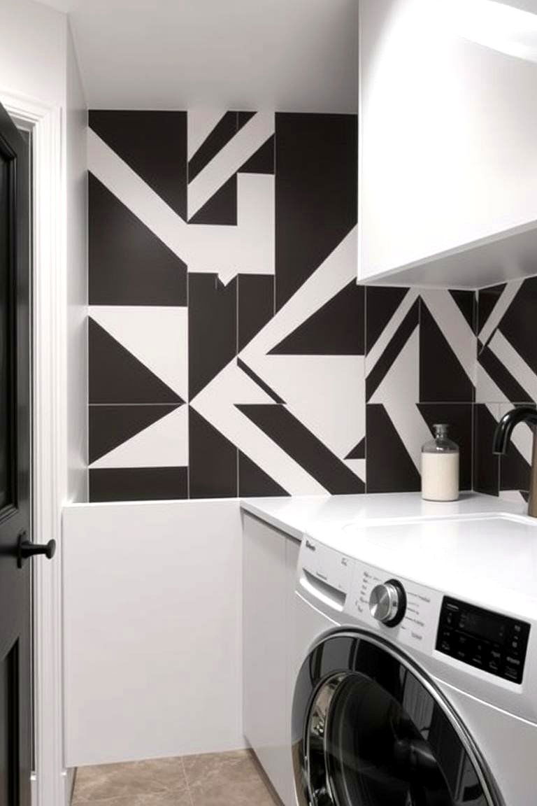Bold Geometric Design - 24 Laundry Room Backsplash Ideas