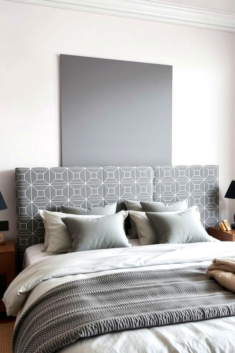 Bold Geometric Grey Patterns - 24 Grey Headboard Bedroom Ideas