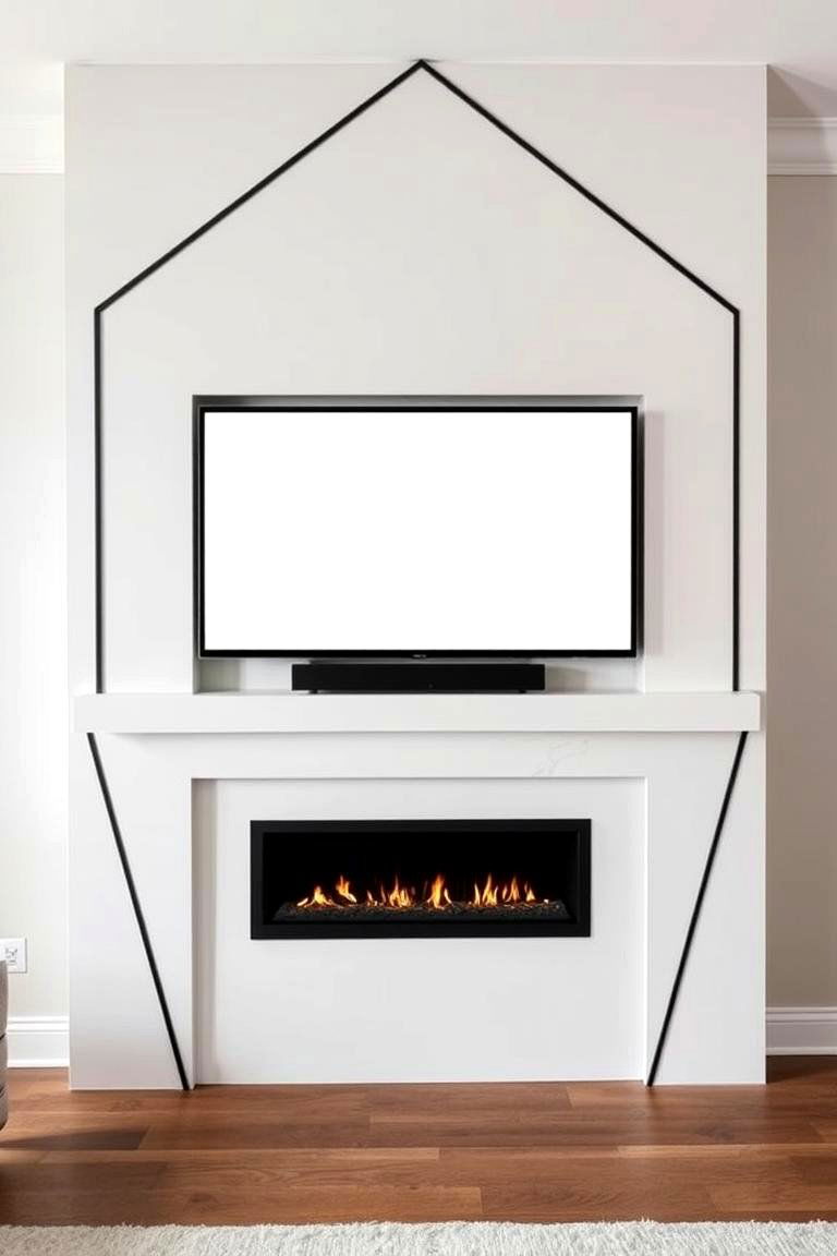 Bold Geometric Mantel Design - 24 Tv Over Fireplace Ideas