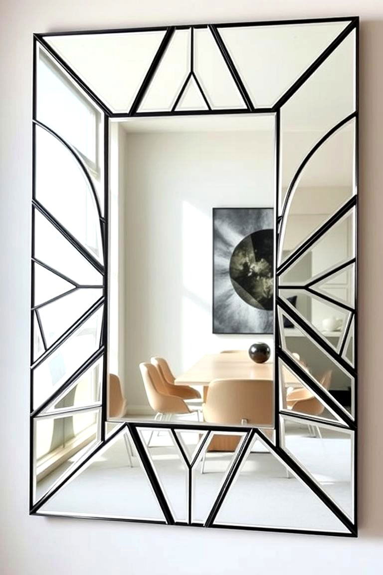 Bold Geometric Mirror - 24 Dining Room Mirror Ideas